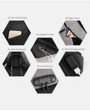 Anti-thief USB Recharging Laptop Backpack