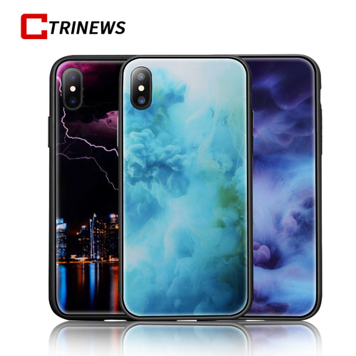 Colorful Glass Case For iPhone Tempered Glass Cover for iphone 7 ;7+ ;8 ;8+ ;x